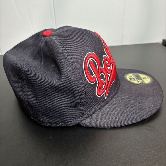 Boston Red Sox Script Baseball MLB New Era 59Fifty Fitted Hat Size 7 1/4 Wool - Picture 5 of 11
